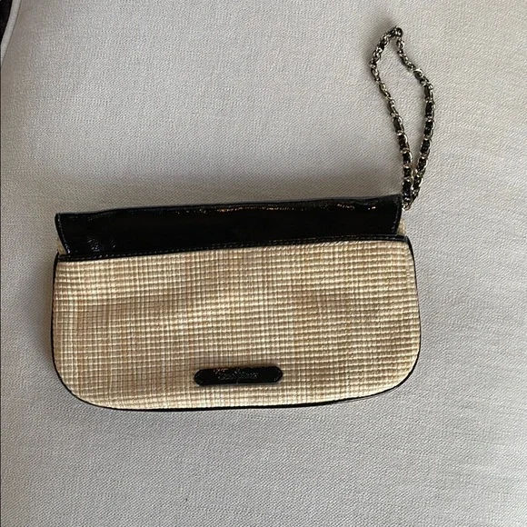 NWT Cole Haan Brielle Wristlet Black Patent/Straw - Picture 4 of 6